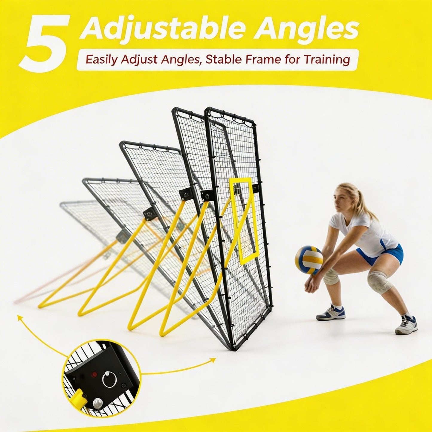 Adjustable Volleyball Rebounder Net, 7x4ft Large Bounce Back Training Net – Multi-Angle, Foldable & Sturdy, Easy Assembly, for Bumping, Spiking & Setting, Indoor & Outdoor Practice Equipment