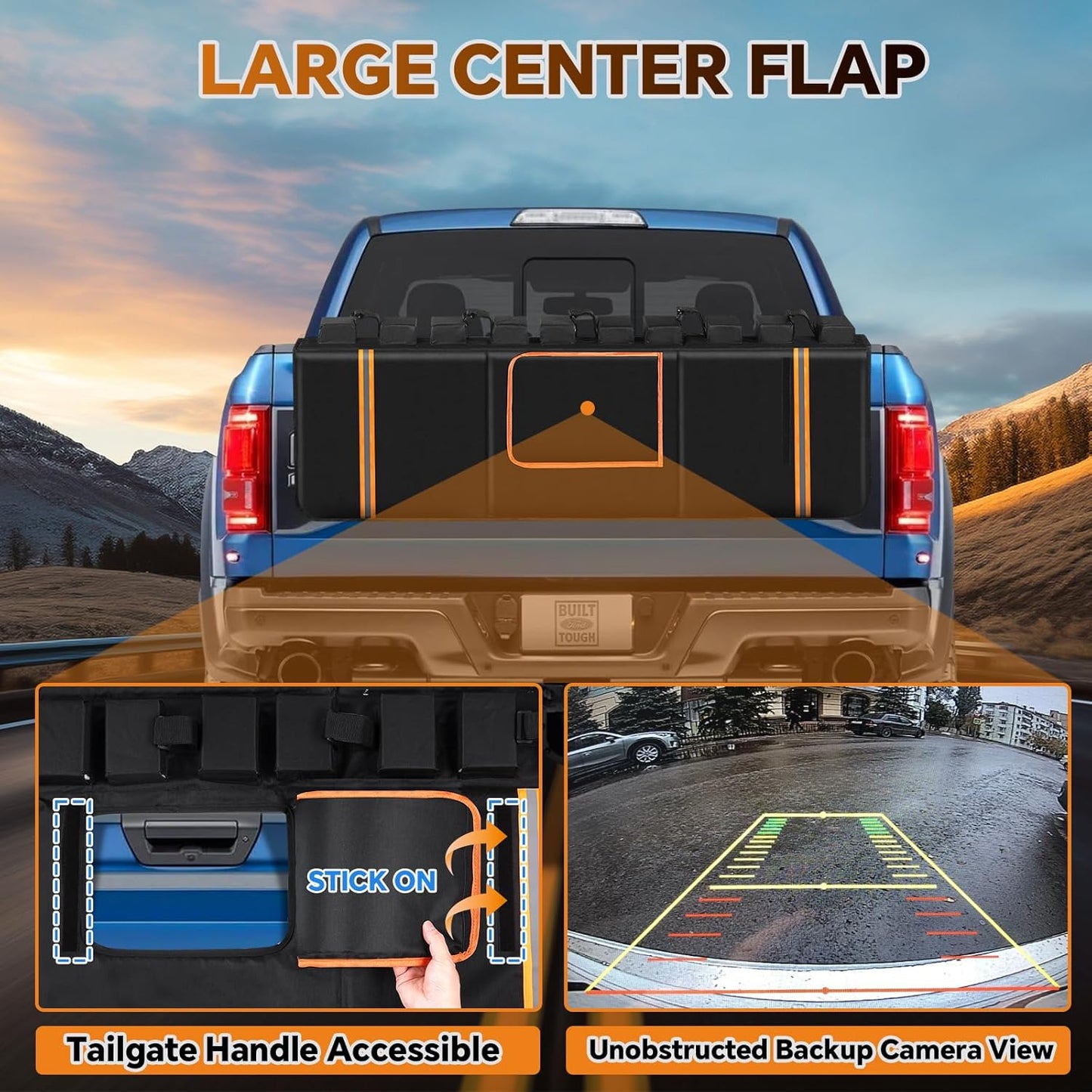 Tailgate Bike Pad, Upgraded Fixtures 600D Wear-Resistant Waterproof Fabric, Tailgate Pad for Mountain Bike, Universal Pickup Truck Tailgate Pad with 2 Reflective Strip and Tool Pocket, Lengths 51"