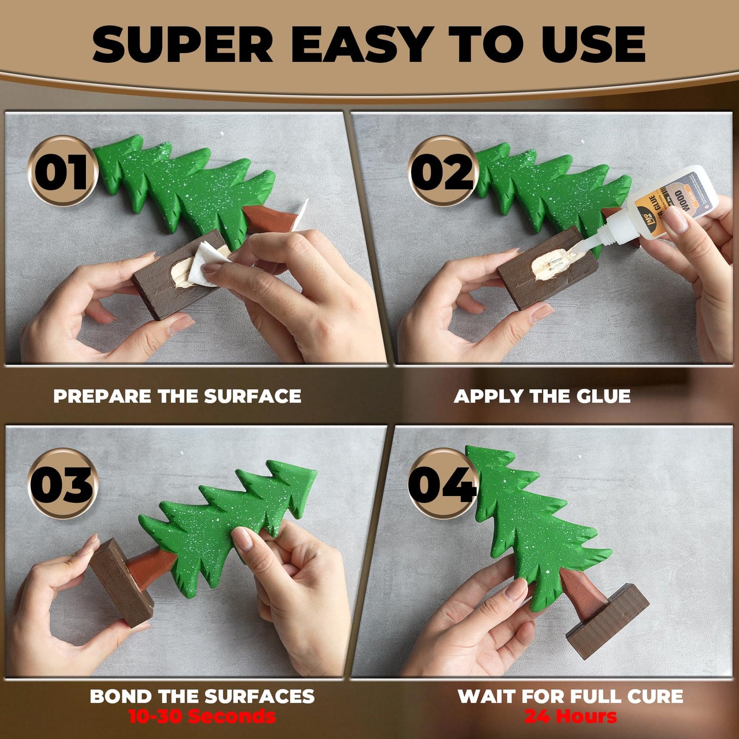 Wood Super Glue Pack of 2, Thin Liquid CA Glue for Woodworking Furniture Repair Wooden Crafts Carpenter, Clear High Strength Cyanoacrylate Adhesive Instant and Strong Bond Superglue for Everything