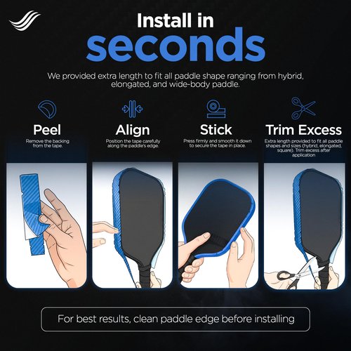 Carbex Lab Pickleball Edge Guard Tape – Carbon Blue – 30mm Width for 16mm Paddle – 4-Pack PU Protection Strips – Wrinkle-Free Edge Guard, Durable Wrap, Court-Safe Accessory