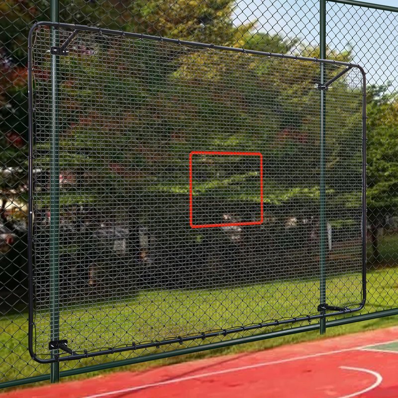 MegaNets Fence-Mount Tennis Rebounder Net 12x8FT – Space-Saving Tennis Practice Wall with Adjustable Rebound Angle – Solo Training Net Fits Most Fence Poles, Heavy-Duty Frame for Outdoor Practice