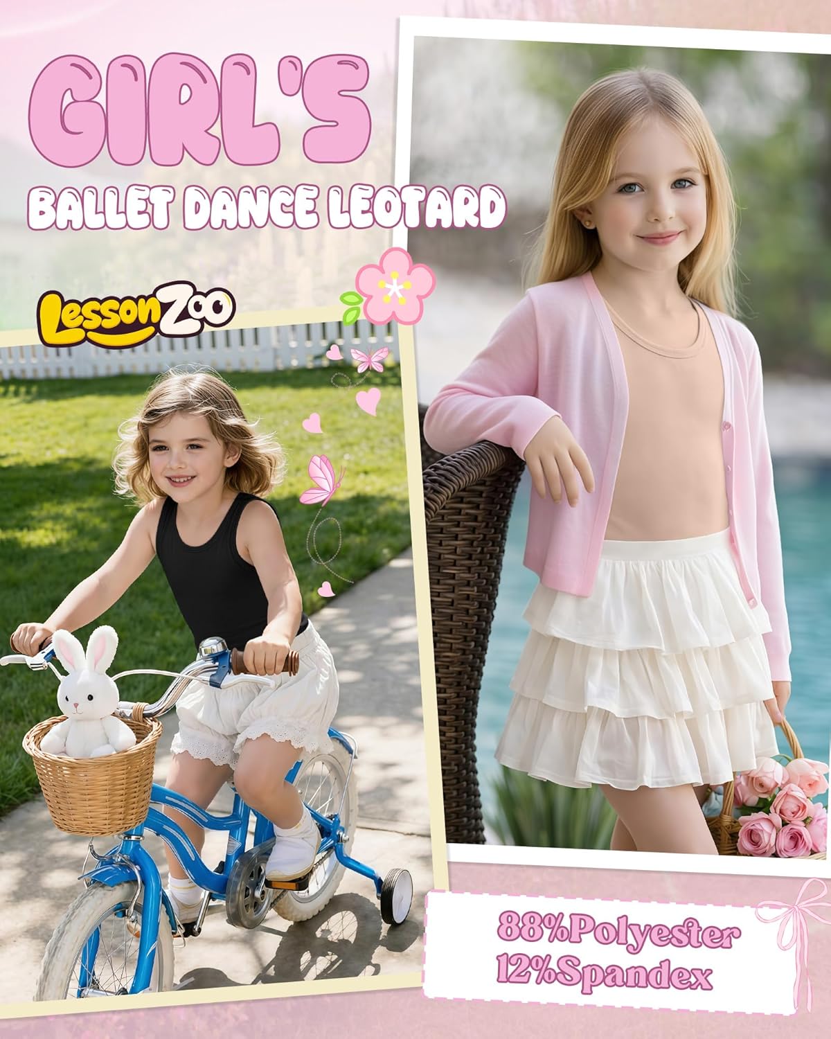 Regine Switzerland Girls' Ballet Leotard - Sleeveless Dance Tank Tops with Bow Back | 3 Pack, Ages 2-12