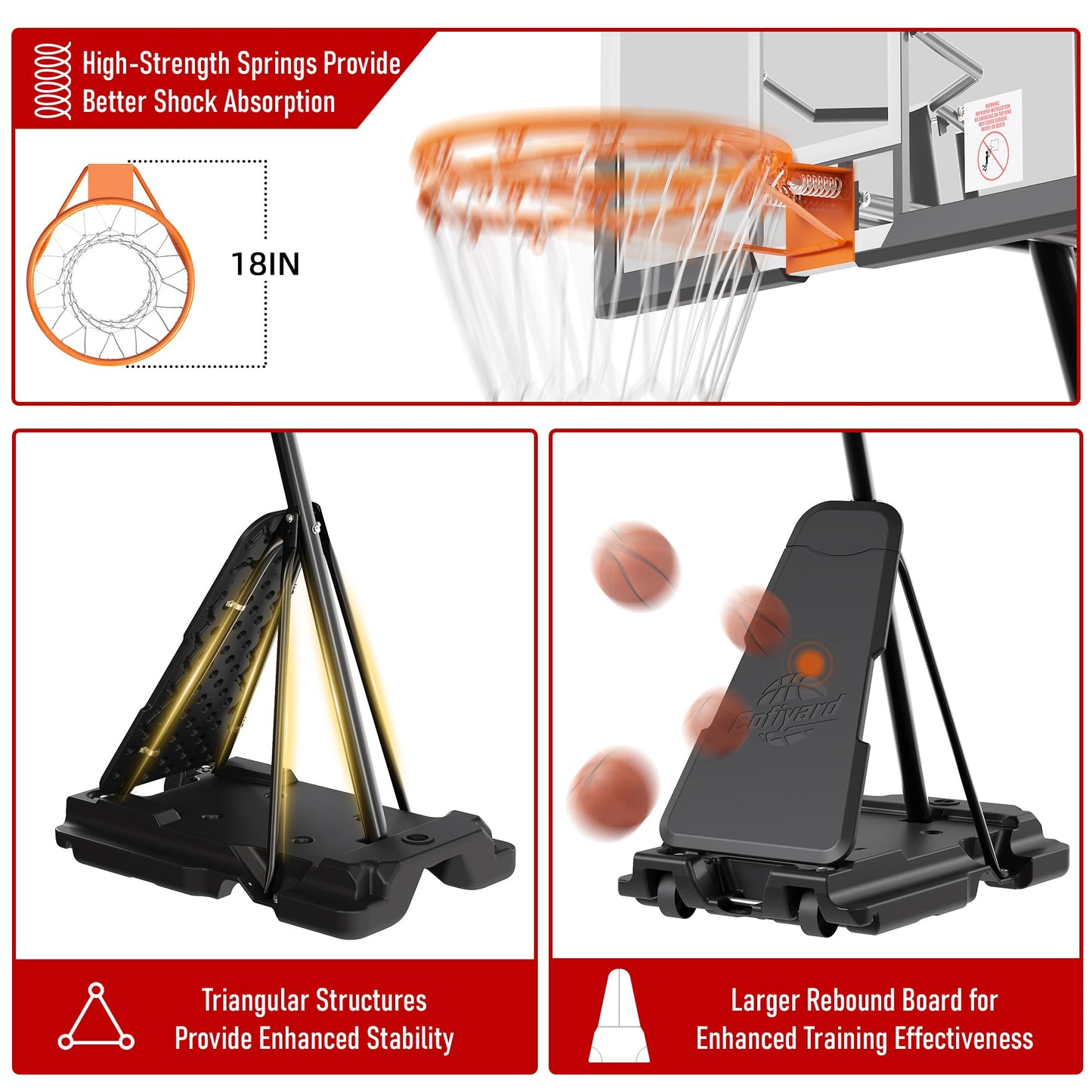 Cofiyard Basketball Hoop Outdoor with 44/48/54 Inch Shatterproof Backboard,10FT Height Portable Basketball Hoop with Sandbag, Adjustable Basketball Goal with Wheels