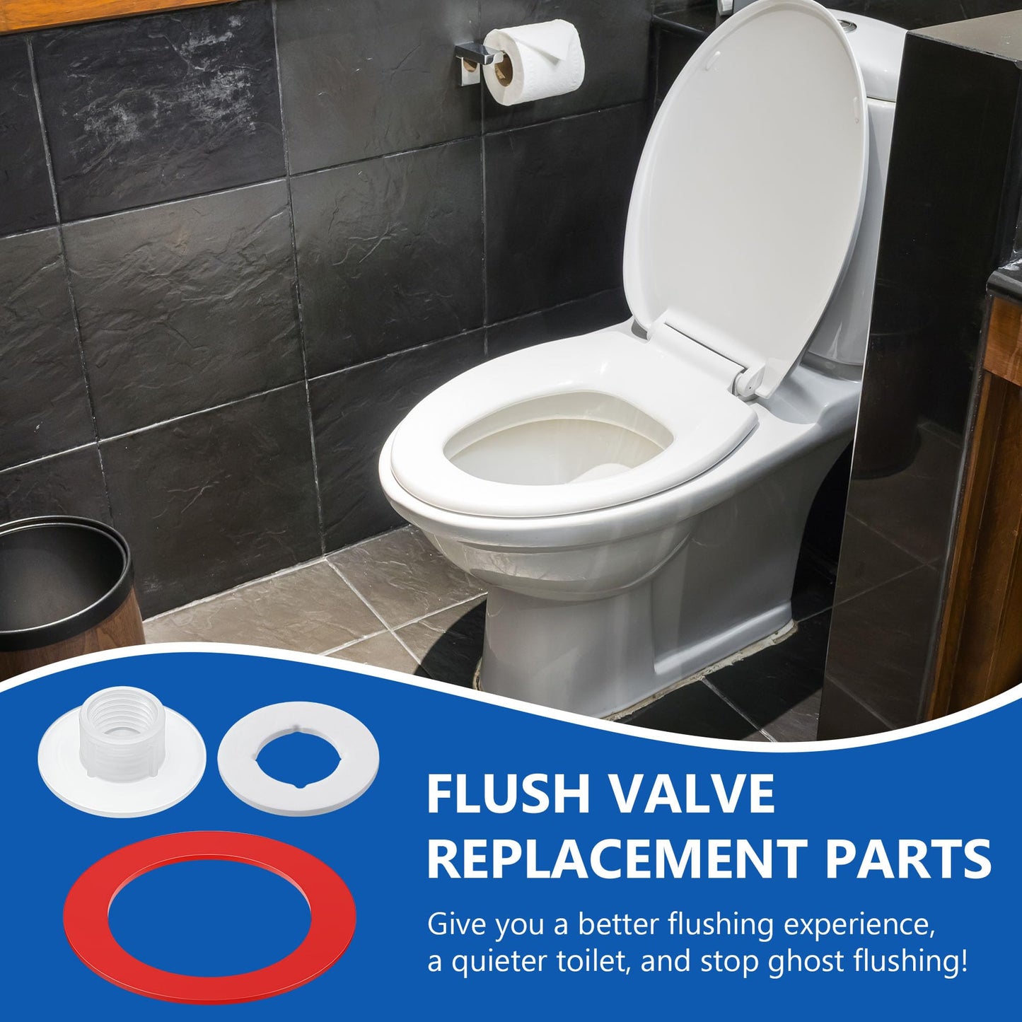 Dreyoo Flush Valve Replacement Parts, 3 Pcs Stop Cap Replacement and 3 Pcs Flush Valve Seal Replacement, Toilet Tank Parts Compatible with Mansfield 210 and 211 Flush Valves
