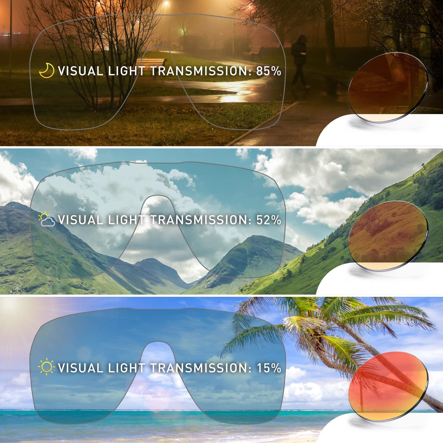KAPVOE Photochromic Cycling Glasses for Men Women Sports Sunglasses MTB Biking Sunglasses UV Protection K64
