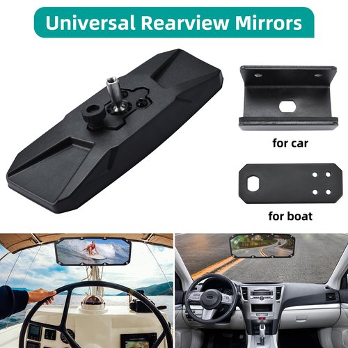 Amarine Made Boat Mirror, 10.6''x3.9'' 360 Adjustable and Rotatable Universal Marine Mirror for Water Sports