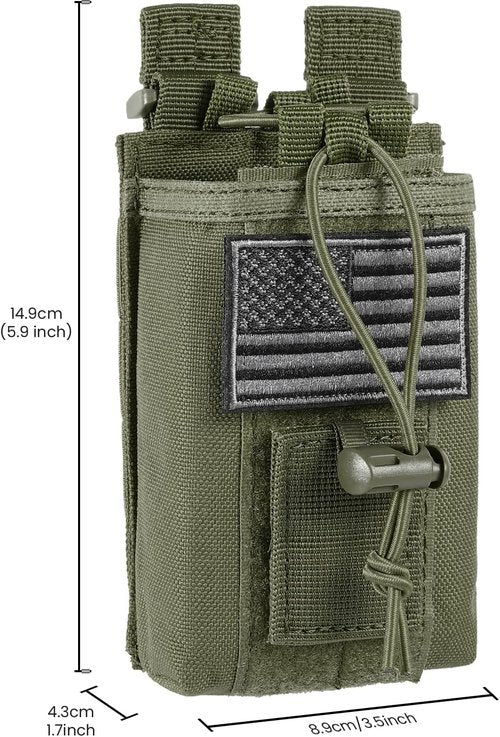 FRTKK Tactical Radio Holder - Universal Molle Radio Pouch for Two-Way Walkie Talkies | Army Green