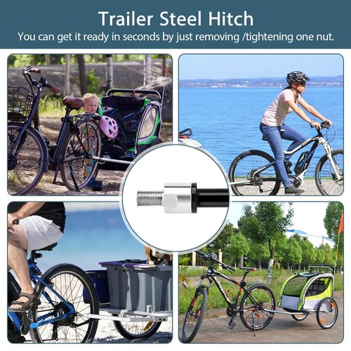 kelingsi Bicycle Trailer Hitch Adapter,Adjustable M12x1.0/1.5/1.75 Thru Axle (160-178mm),304 Stainless Steel & Aluminum for Cyclists with Bicycle Trailers and Thru Axle Bikes（1.5/160-178）