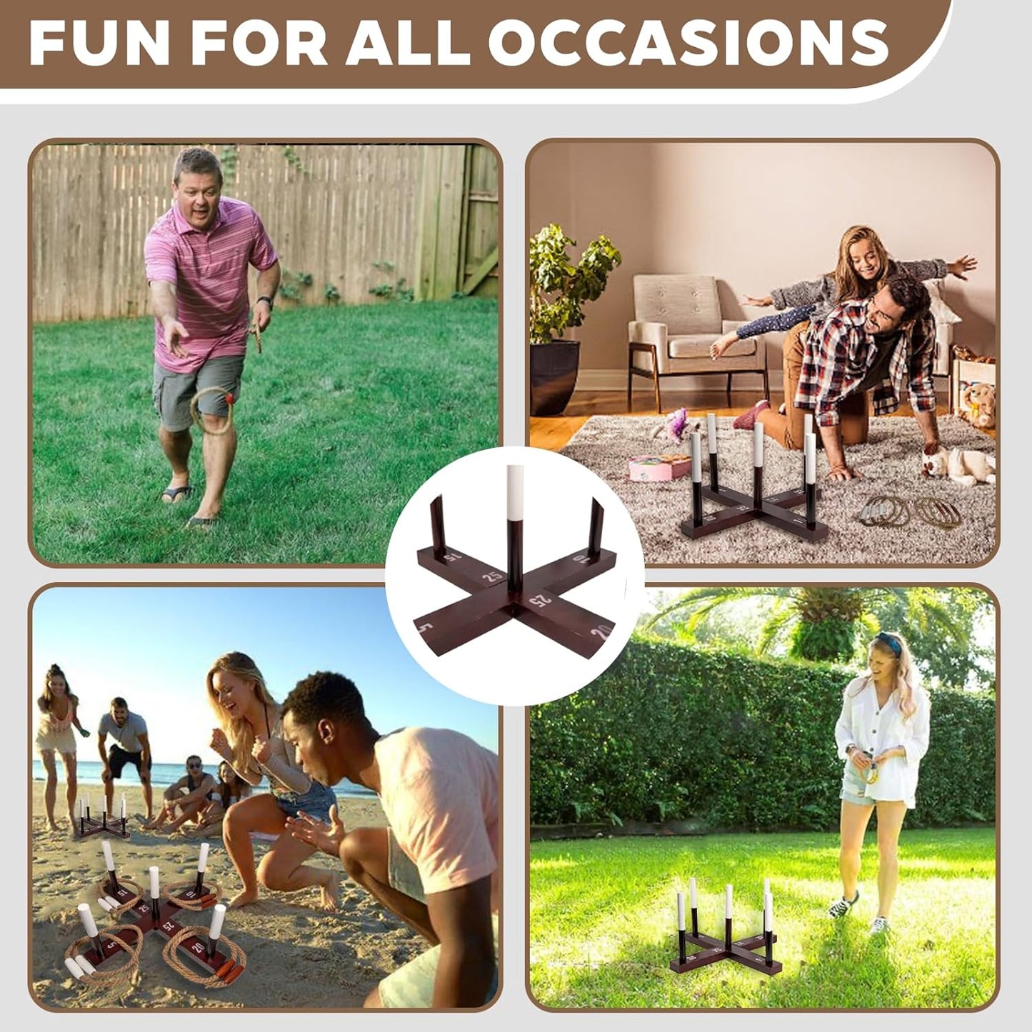 Ring Toss Game by Outdoor Yard Games - Fun Wood Toss Game for Family Gatherings | Perfect for Backyard & Camping
