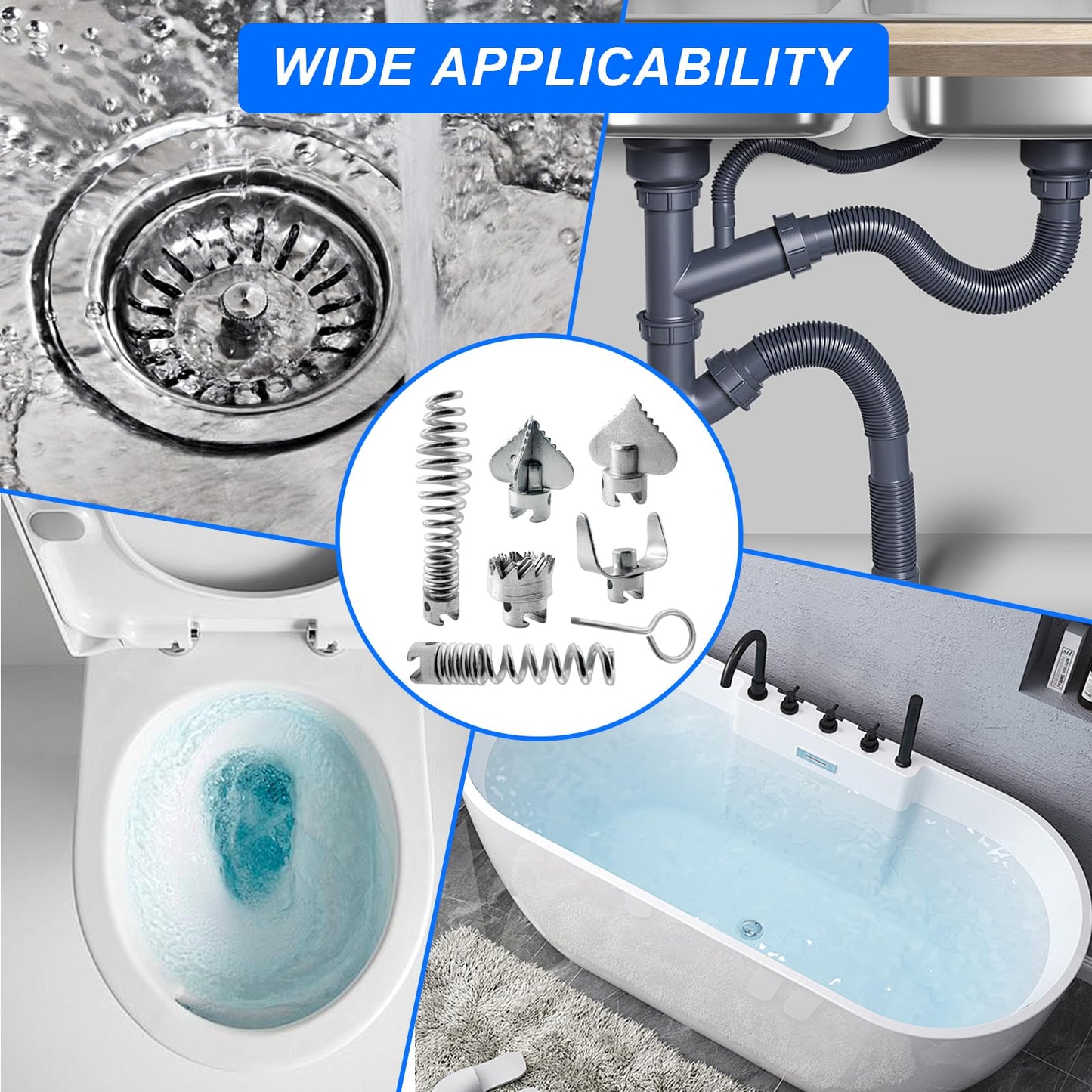 7 Pcs Drain Cleaner Combination Cutter Head Set 16mm Drain Snake Drill Attachment for Ridgid k50 K400 Pipeline Dredging Machine