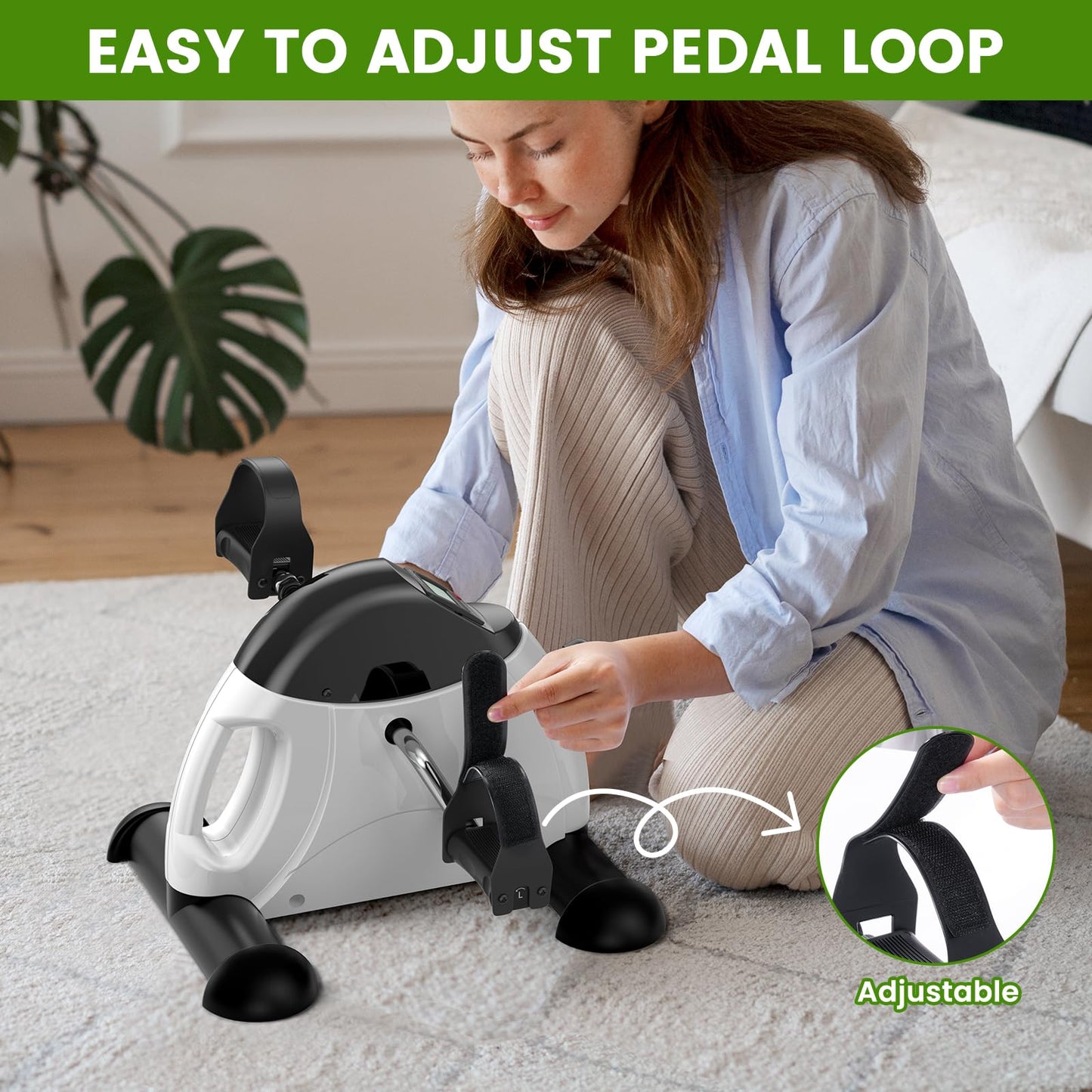 Sportneer Under Desk Bike Pedal Exerciser: Sportneer Mini Exercise Bike Portable Peddler Sitting for Seniors with LCD Display Arm & Leg Bike Pedals Exerciser with Anti-Skid Mat for Home Office (White)