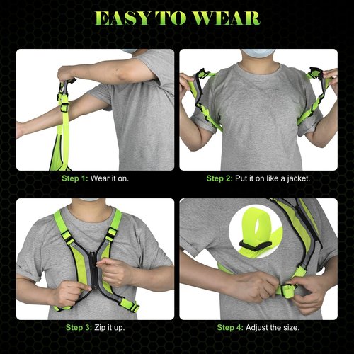 Vizbrite LED Reflective Vest, Light Up Running Vest, Rechargeable Reflective Running Gear for Walking Running Cycling at Night, Adjustable for Men Women