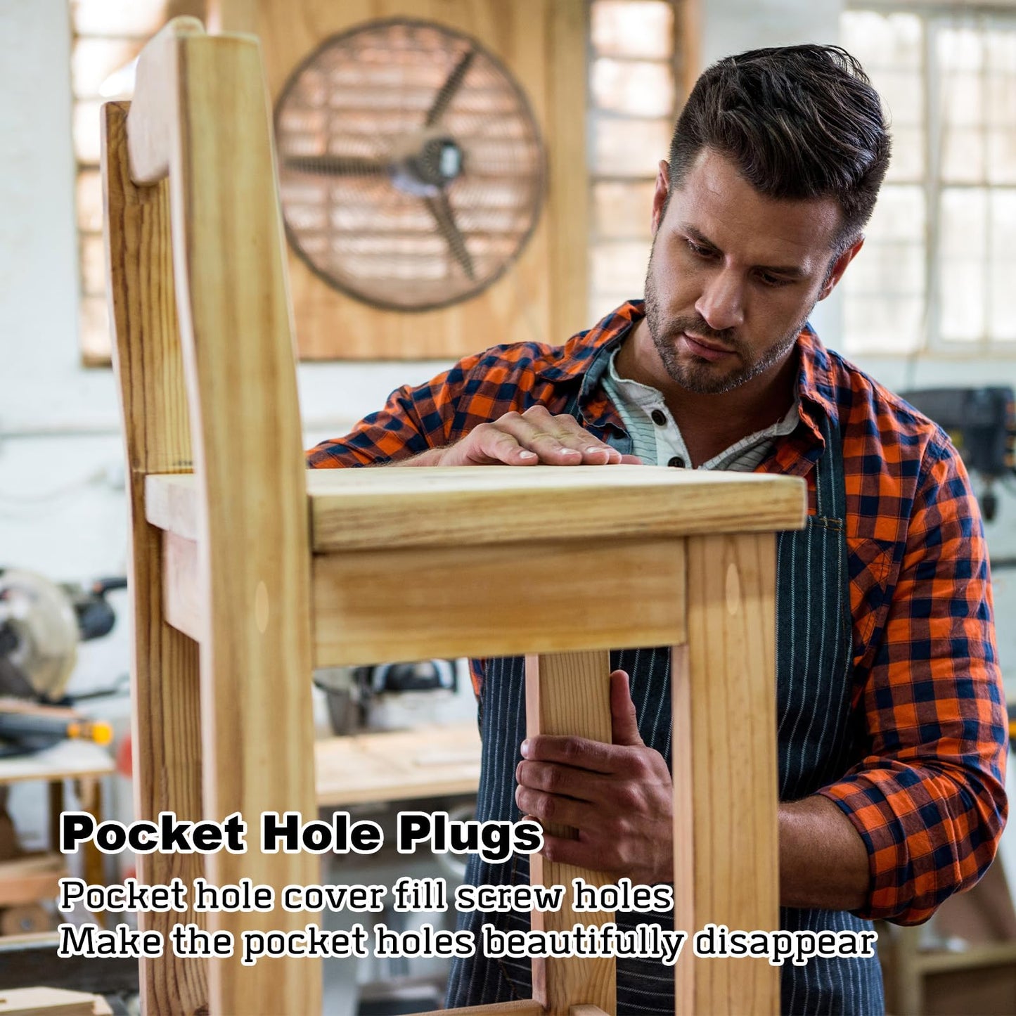 BLSUREFYX 120 PCS Solid Wood Pocket Hole Plugs 3/8-Inch Diameter Sturdy and Resistant to Breakage Pine Wooden Hole Plugs for Screw Holes and Pocket Hole Jig Woodworking Tool