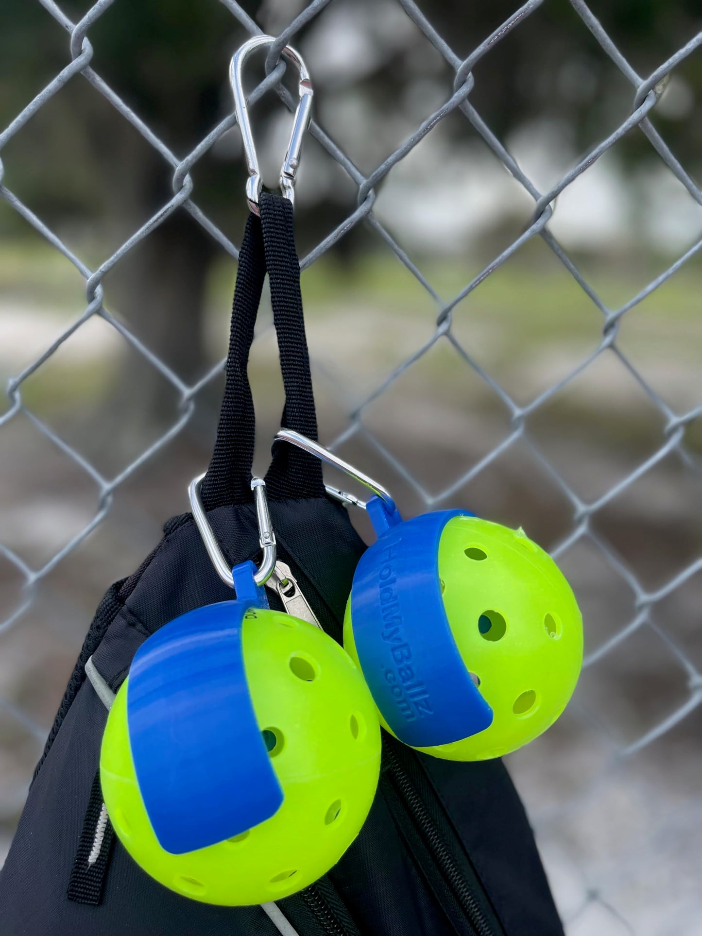 HoldMyBallz Pickleball Holder | Easily Attach Pickleballs | Ultimate Gift | 2-Pack (Blue)