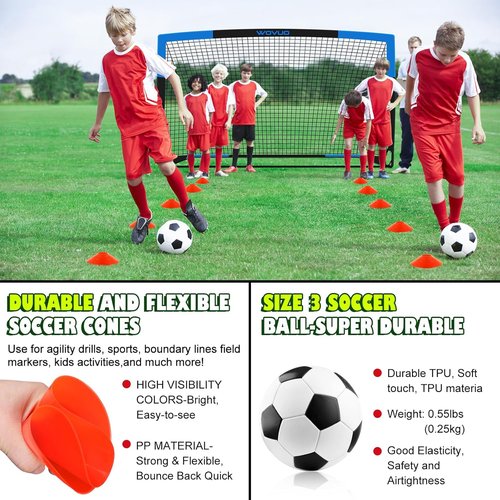 Kids Soccer Goals - Portable 6x4 ft Training Set with Target, Ball & Cones | Ideal for Ages 3-14