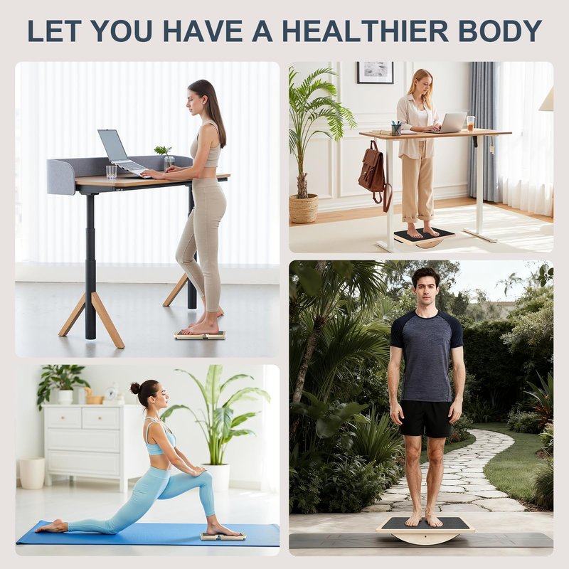 QONESSMAO Rocker Board for Physical Therapy | Professional Adult Balance Board | Anti-Slip Wood Standing Desk Balance Board for Core Strength, BAPS & Slack Board Alternative (Suitable for Men & Women)