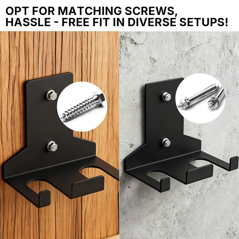 POWER GUIDANCE Olympic Barbell Hanger,Garage Gym Bar Wall Rack,Vertical Barbell Mount Rack,Space Saving Commercial or Home Gym Accessory，Holds Under 33mm Bar Size (‎Black 2Hook)