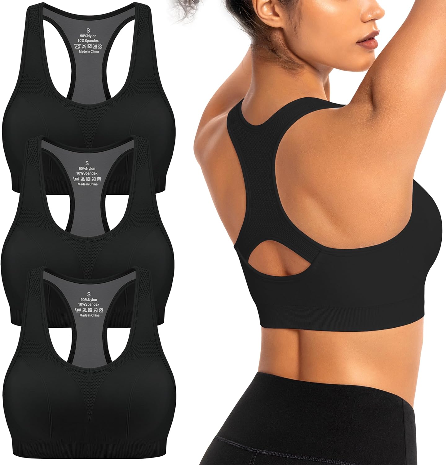 AENLLEY Padded Sports Bras for Women - Breathable Medium Support for Yoga & Gym Fitness