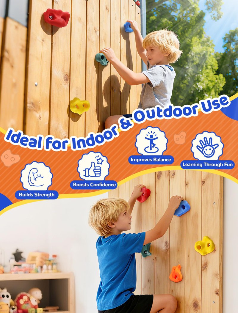 Trymaker Rock Climbing Holds, 15PCS Climbing Wall for Kids, Climbing Set for Adult Indoor and Outdoor(Small Size)