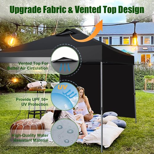 Eurmax USA Pop Up Canopy Tent - 10x10ft Portable Shelter with Removable Sidewall & 4 Sand Bags | White