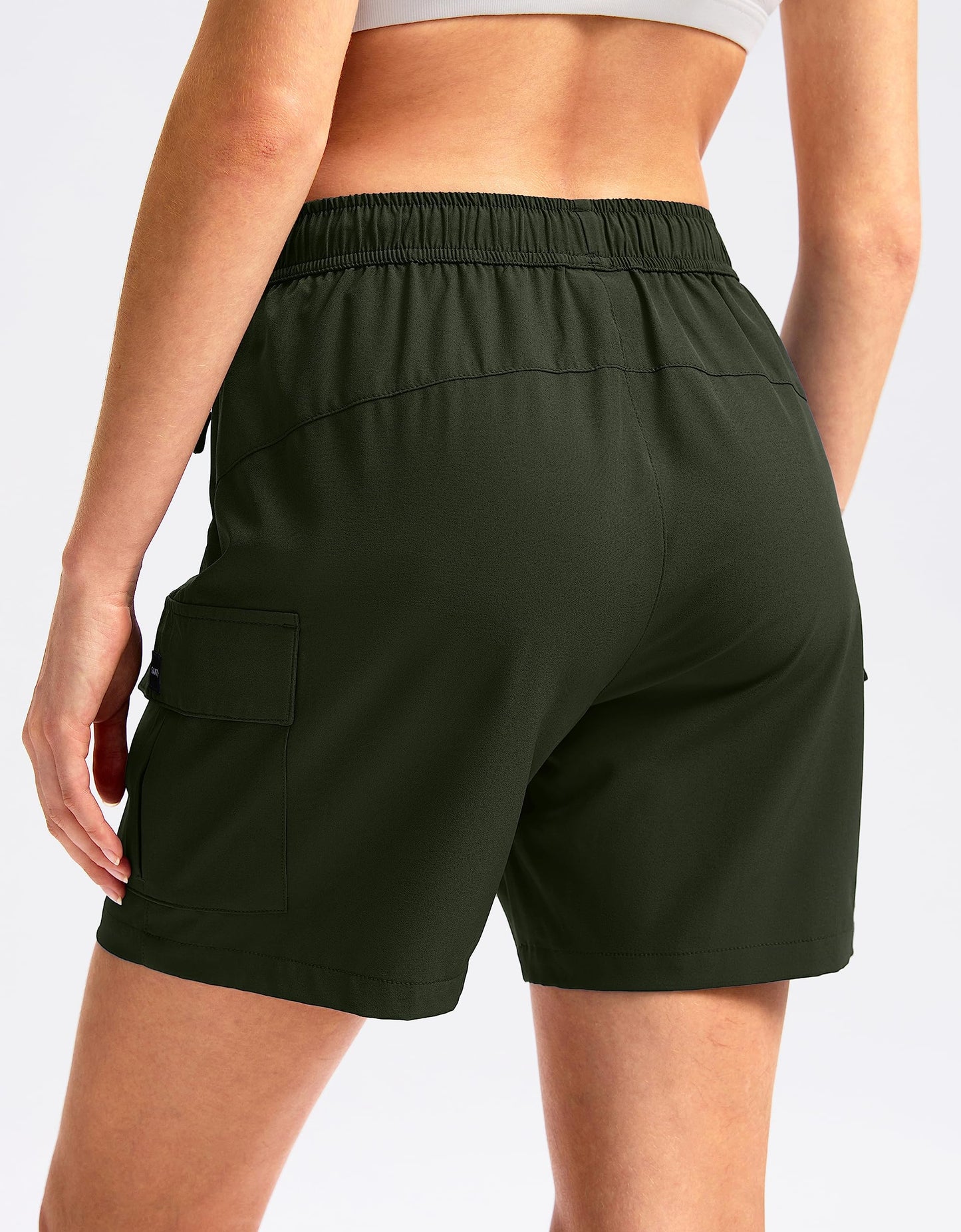 SANTINY Women's 5''/ 7''/9'' Hiking Cargo Shorts Quick Dry Lightweight Summer Shorts for Women Athletic Golf Zipper Pockets(Army Green_XS)