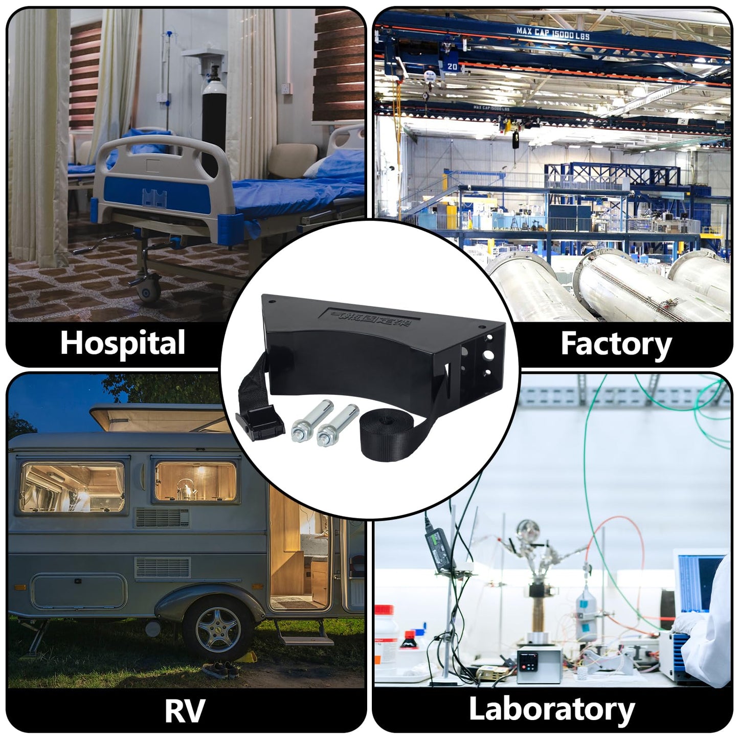 LrqzHsyl Propane Tank Holder Propane Tank Mount Gas Cylinder Holder high Quality ABS Gas Cylinder with Screws and Safety Chain Supported 4"-12",Supported 59inch ,for Cylinder Pack of (Black)