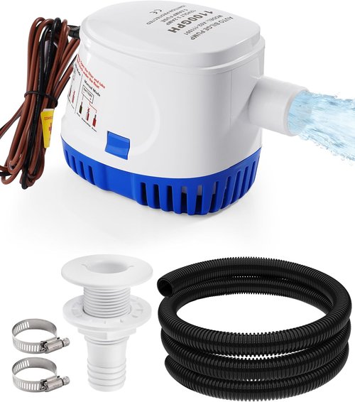 Automatic Boat Bilge Pump Kit by [Brand Name] - 1100GPH Electric Marine Pump with Float Switch & Hose