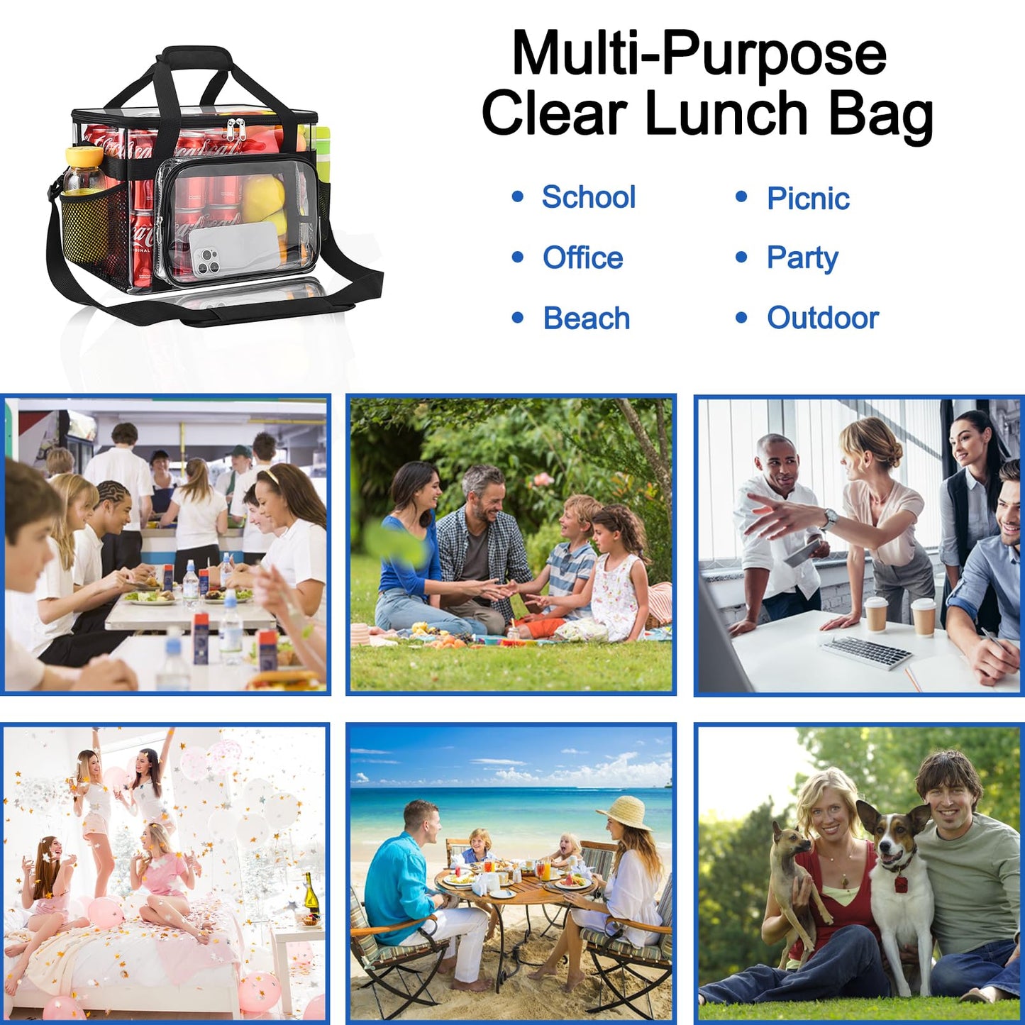 UEASE Clear Lunch Bag for Work Prison Correctional Officers Stadium Approved(40 Can)
