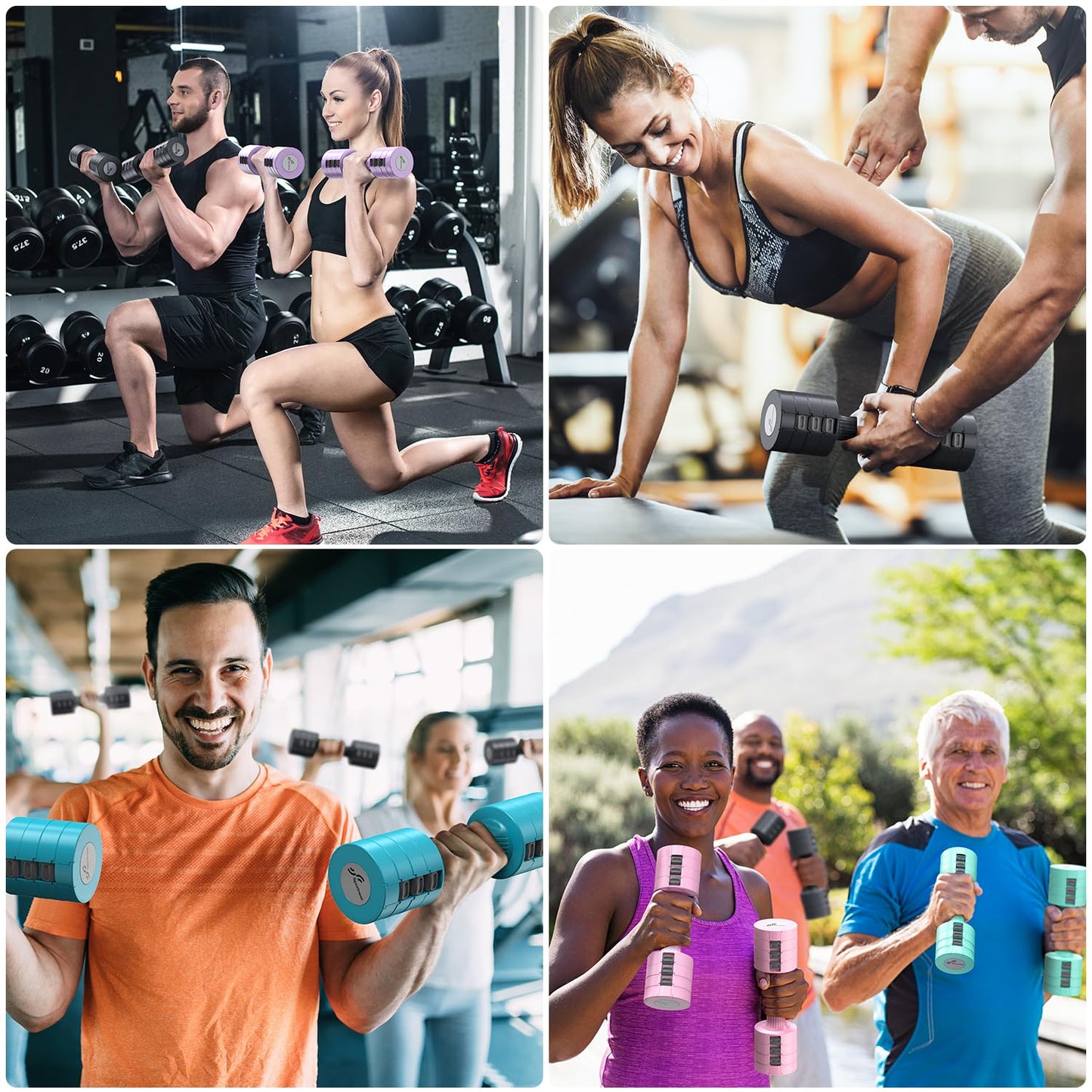 Sportneer - Adjustable Hand Weights Set - 5 lbs dumbbells, 2 pieces each 2 lbs, 3 lbs, 4 lbs, 5 lbs, free weights, quick adjustable dumbbell set for women and