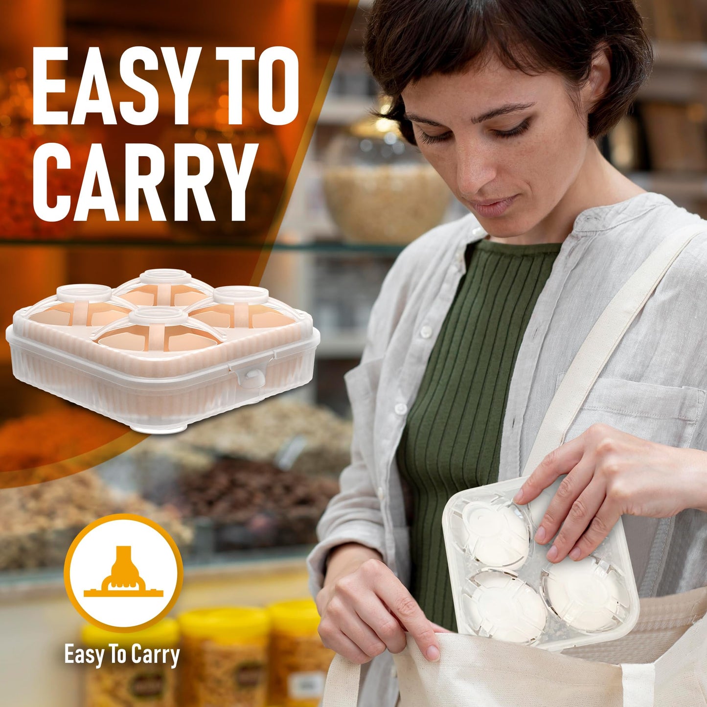 ZPU Egg Holder Camping, 2Pcs 4 Grid Egg Container, Plastic Egg Carrier for Camping Picnic Travel Outdoor Refrigerator Kitchen, Protective Egg Storage Case, Clear White