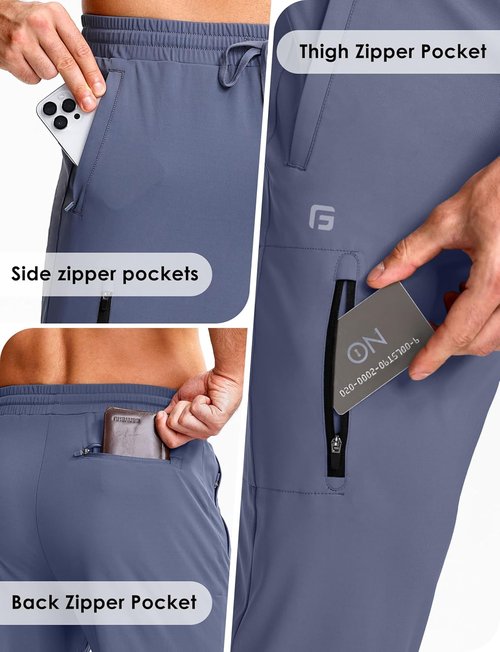 GGJ Men's Athletic Joggers - Stretch Tapered Running Sweatpants with Zipper Pockets | Gym & Workout Pants