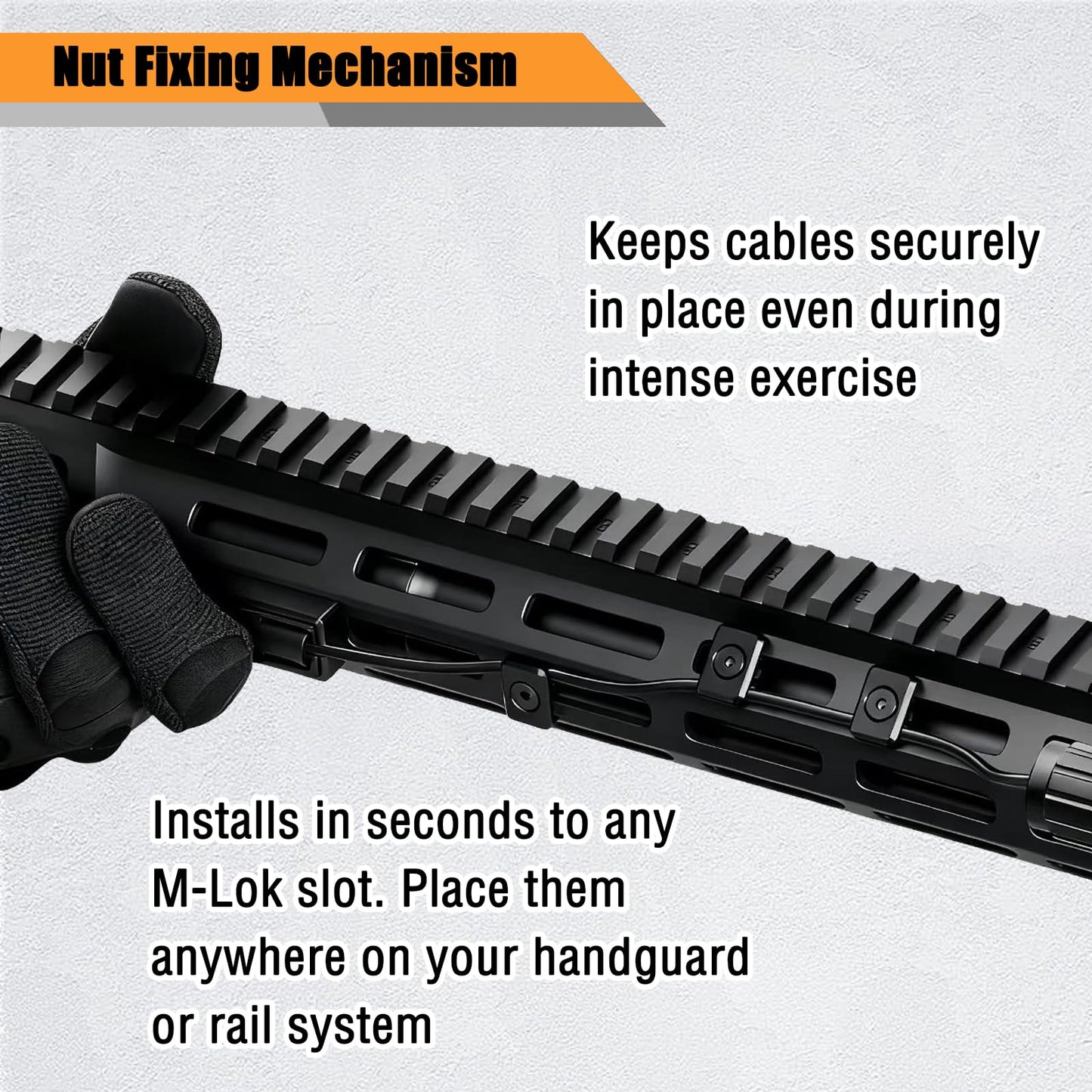 12 Pack M-Lok Cable Clips, Wire Management Clips for Picatinny Rail, Flashlight Pressure Switch Cable Holder Organizer for Rifle Accessories