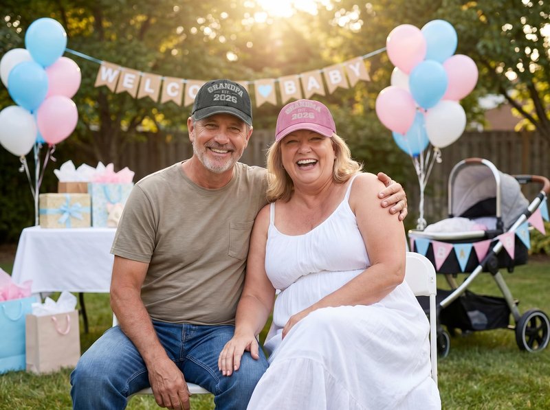 Horpe New Grandpa Grandma Matching Hats EST 2026, First Time Grandparents Gifts for Grandfather Grandmother, Adjustable Embroidered Baseball Caps for Baby Reveal Pregnancy Announcements