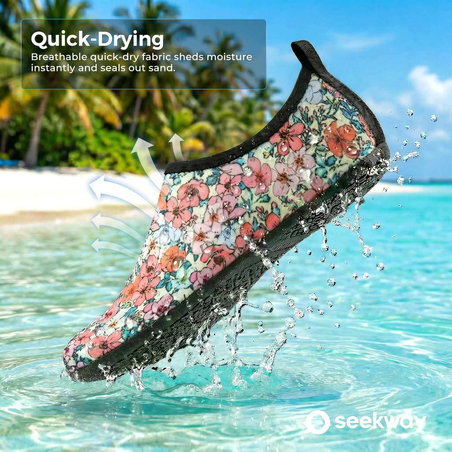 SEEKWAY Water Shoes Women Men Adult Quick-Dry Aqua Socks Barefoot Non Slip for Beach Swim River Pool Lake surf Black Size SK002