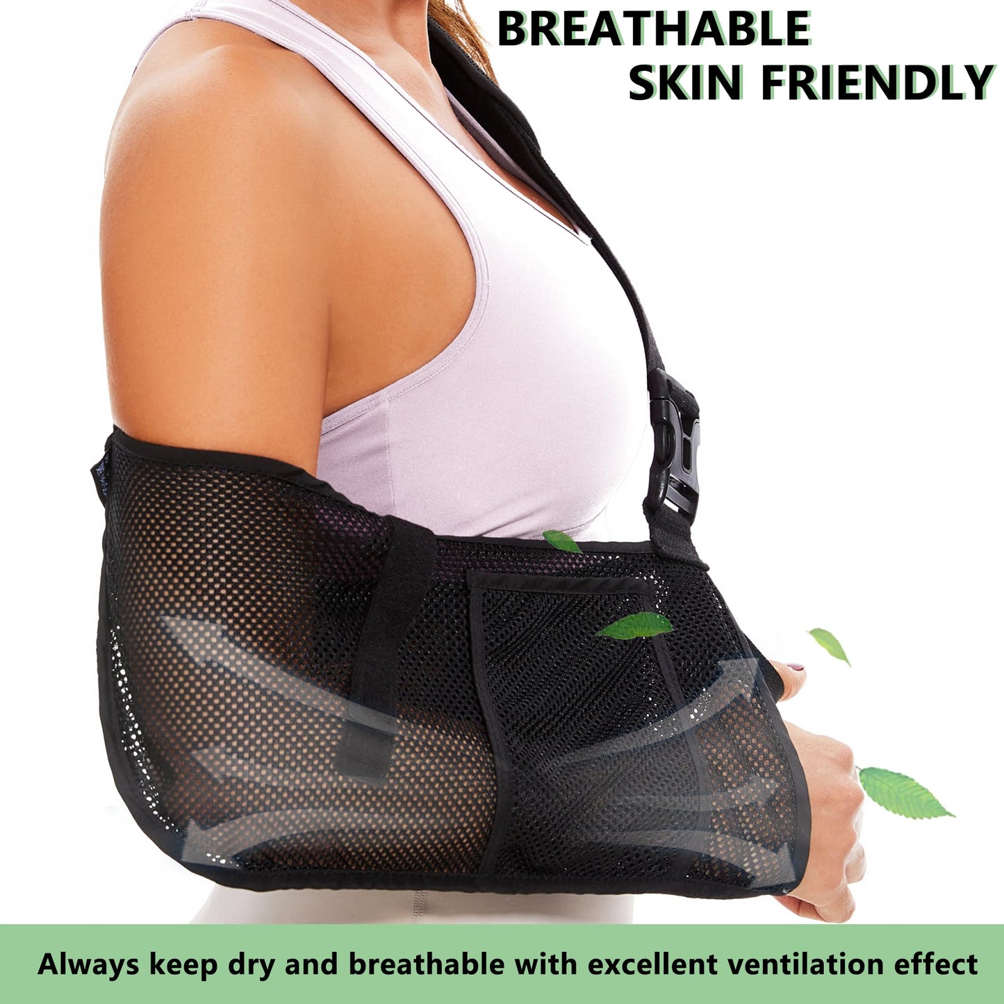 KONSEDIK Mesh Arm Sling - Medical Shoulder Sling for Shower - Adjustable Arm Brace,for Men Women Rotator Cuff Injury,Left Right Arm,Wrist, Elbow,Clavicle Fracture Post-Surgery(Medium)