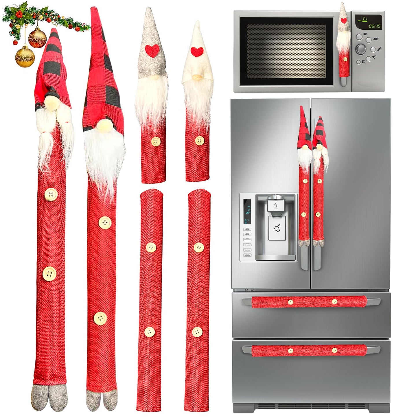 Christmas Refrigerator Handle Covers Adorable Swedish Tome Gnome Kitchen Appliance Handle Covers Microwave Oven Dishwasher Decors Fridge Door Handle Covers Xmas Home Decorations Party Favor Supplies