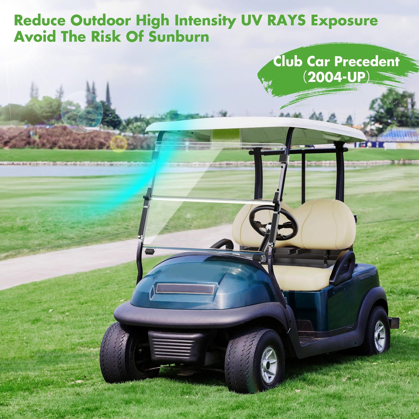 10L0L Foldable Golf Cart Windshield for Club Car Precedent 2004-Up, Tempo & Onward 2017-Up Models, UV-Proof & Impact Resistant, Lightweight Golf Cart Windshield, 37.5" W X 33.6" H-Clear
