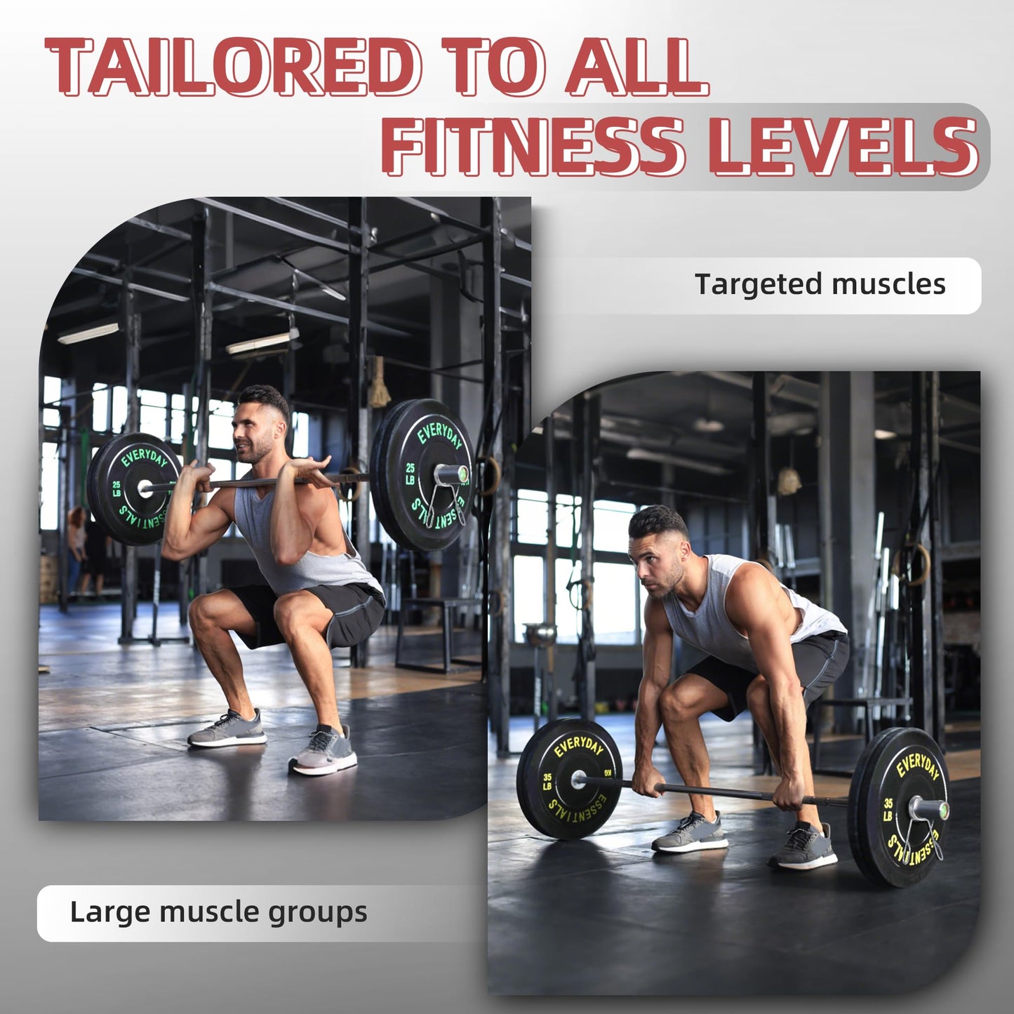 Fitvids 2-Inch Olympic Bumper Weight Plates Including 180 LB Weight Plates & 7FT Olympic Barbell Bar, Black