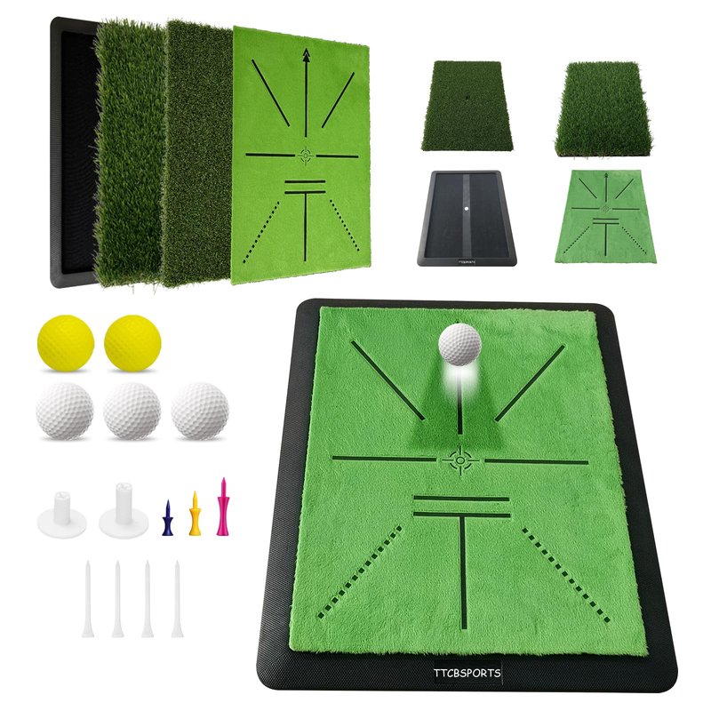 Golf Hitting Mat Indoor, Golf Practice Mat Outdoor, Chipping Training Mats – Replaceable Pad with Instant Swing Path Feedback for Backyard Driving Garden - 13" x 17"