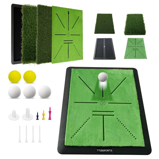 Golf Hitting Mat Indoor, Golf Practice Mat Outdoor, Chipping Training Mats – Replaceable Pad with Instant Swing Path Feedback for Backyard Driving Garden - 13" x 17"