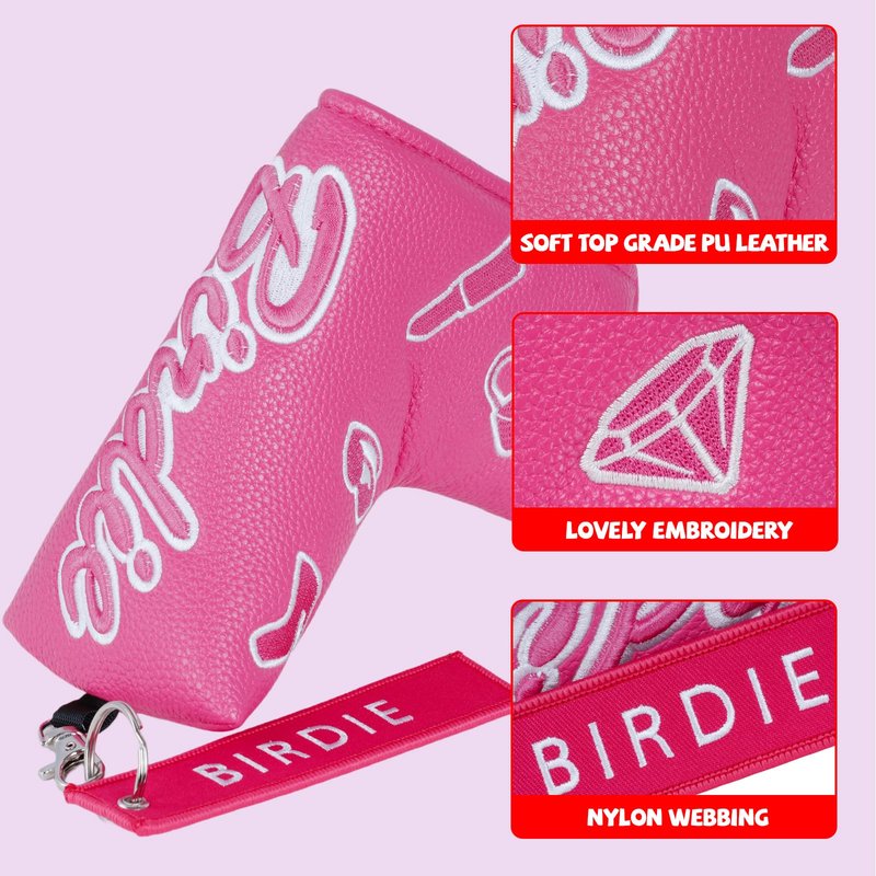 Craftsman Golf Lipstick Diamond Handbag Bow Pink Blade Putter Headcover Head Cover Gift for Women with Key Chain