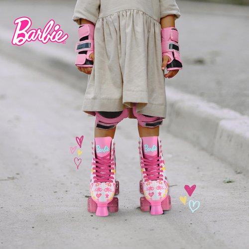 Barbie Roller Skates for Girls - Adjustable Sizes 12-2, Glitter Wheels, ABEC 5 Bearings - Durable PVC Material, Foam Shoe Lining - Perfect for Active Fun and Adventures