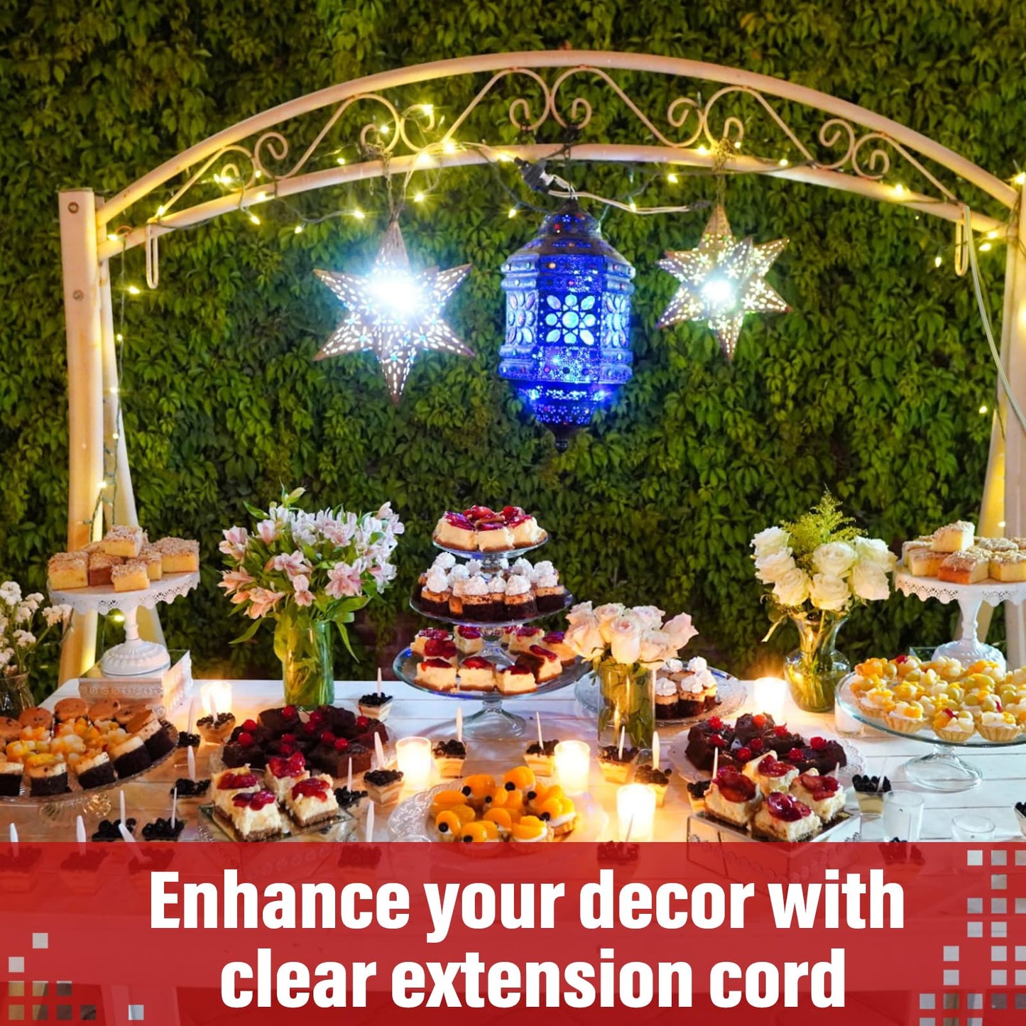 Clear Extension Cord - 6 FT Male to Female Invisible Indoor 2 Prong Power Cable, Thin for Christmas Tree Lighting, UL-Certified, 2 x 18 AWG 250V 6A