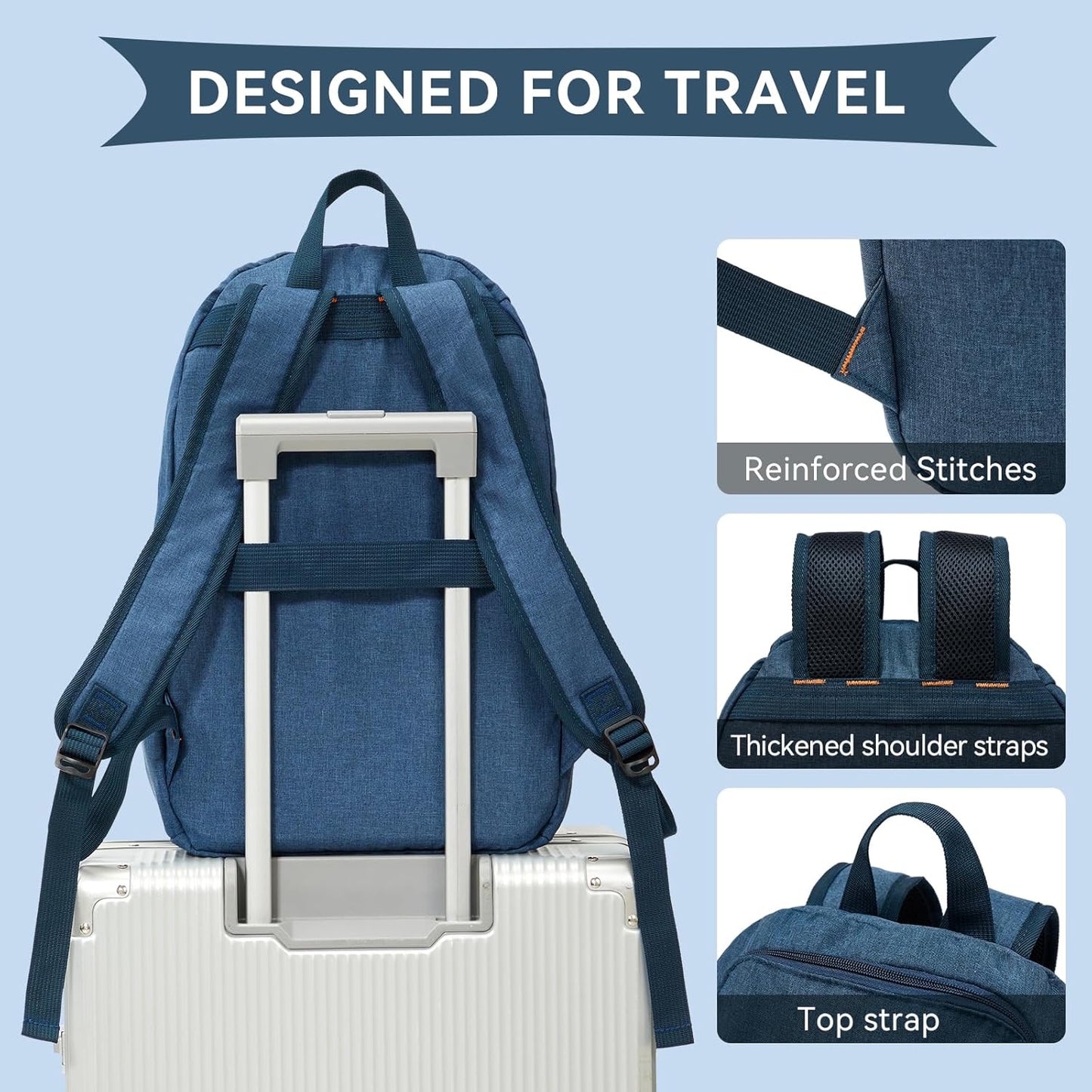 OMOUBOI Casual Daypack - Superbreak 14-Inch Laptop Backpack for Travel & Business - Blue