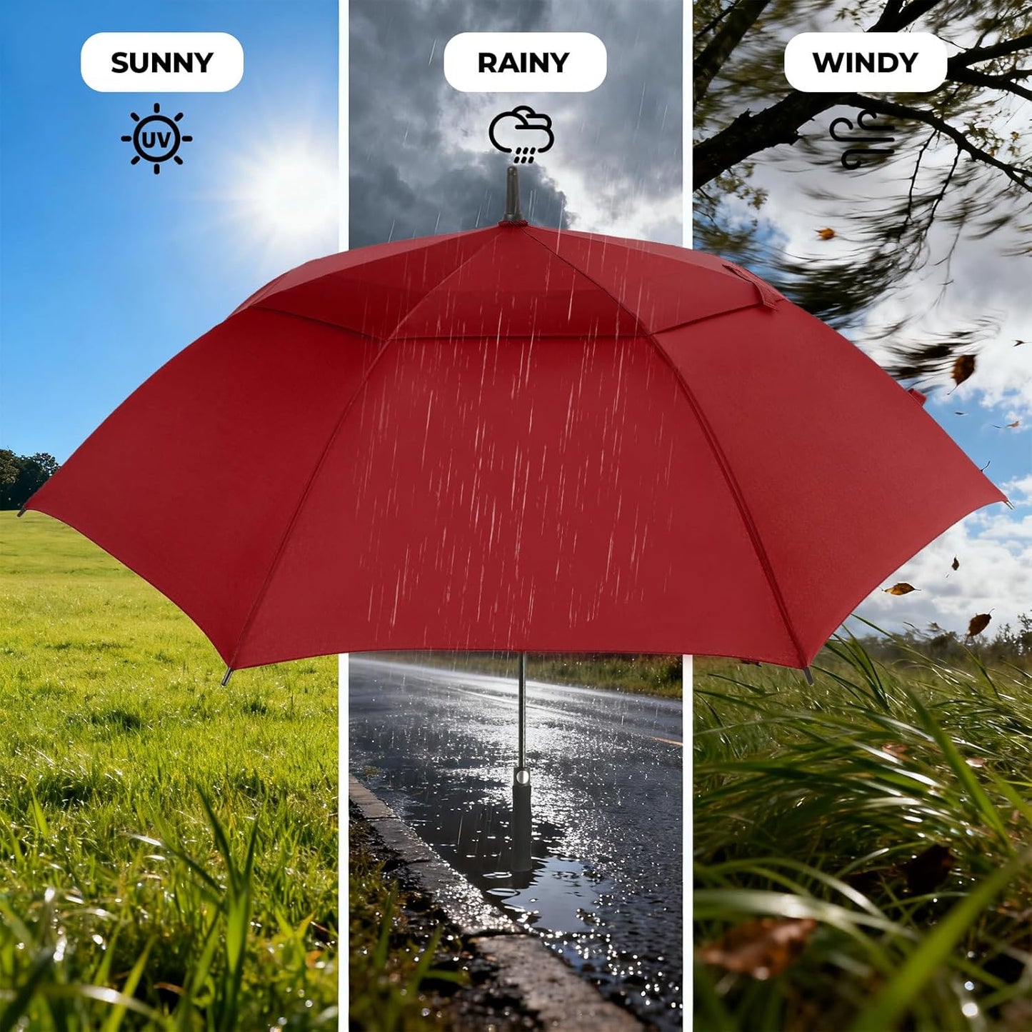 ZDSSM Automatic Open Golf Umbrella - Extra Large 54/62/68/72 Inch Double Canopy | Windproof & Waterproof