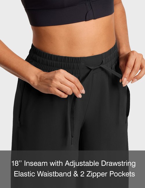 ISEEGZ Women's Capri Pants Wide Leg Plus Size Lightweight Quick Dry Casual Summer Pants Sweatpants Hiking Walking B Black