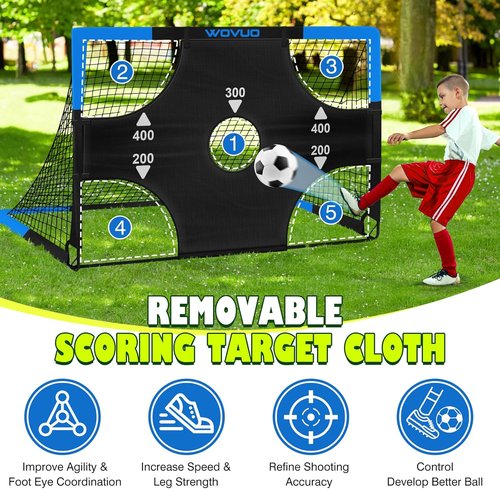 Kids Soccer Goals - Portable 6x4 ft Training Set with Target, Ball & Cones | Ideal for Ages 3-14