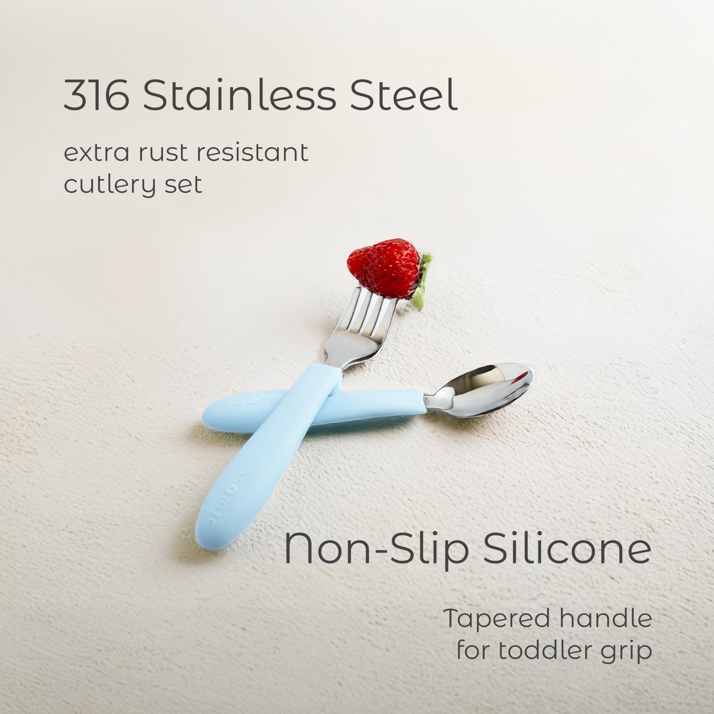 ASOMIC® Premium 316 Stainless Steel Toddler Utensils with Silicone Handles & Travel Case, Kids Spoon & Fork Set for Toddler Self Feeding at Daycare, Preschool & School, BPA-Free, Dishwasher Safe