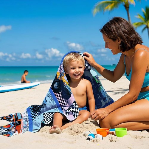 **Skiennix Truck Beach Towel - Absorbent Microfiber Quick-Dry Blanket for Kids | 30 x 60 Inch**