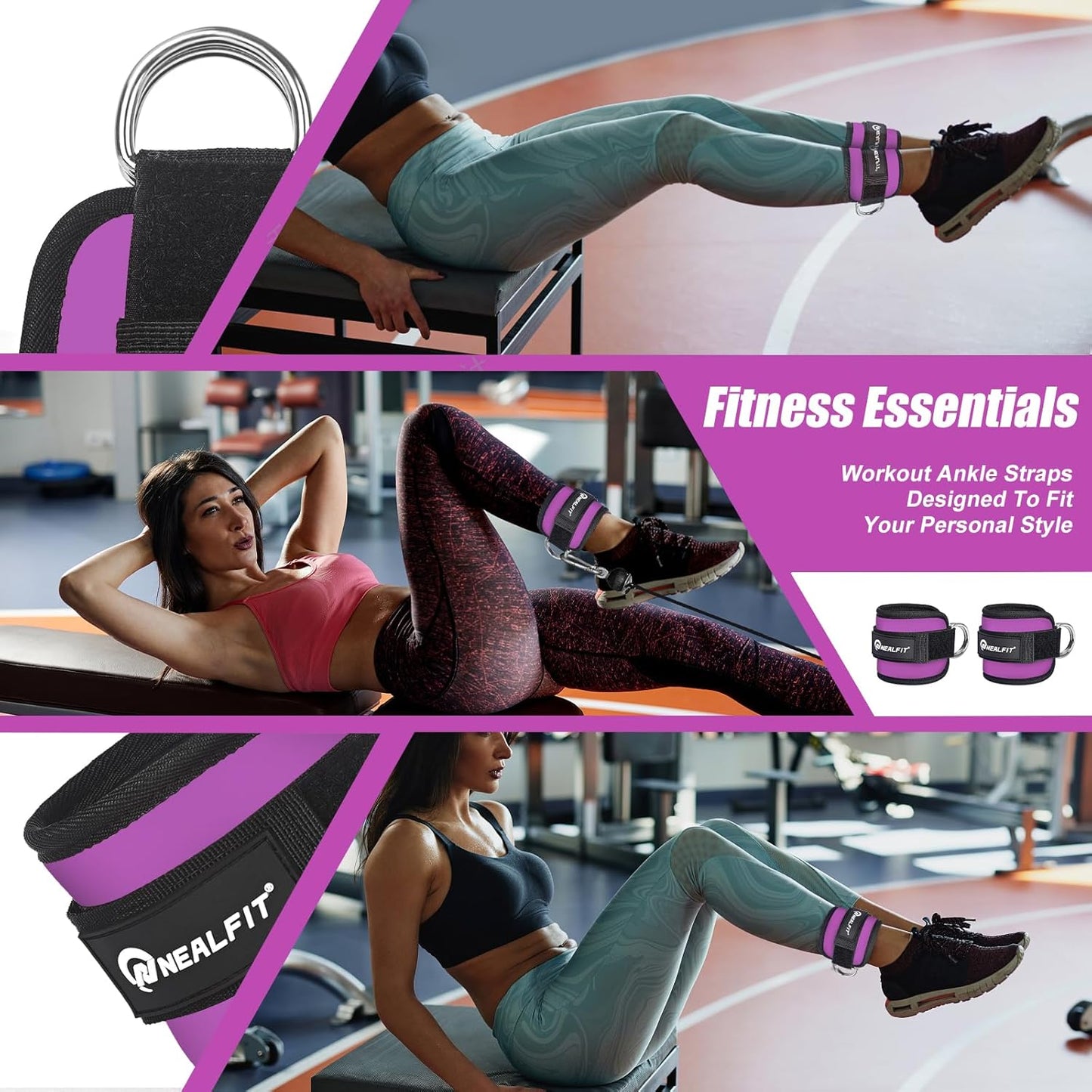 NEALFIT Ankle Strap for Cable Machine - Versatile Gym Cuff for Kickbacks & Glute Workouts